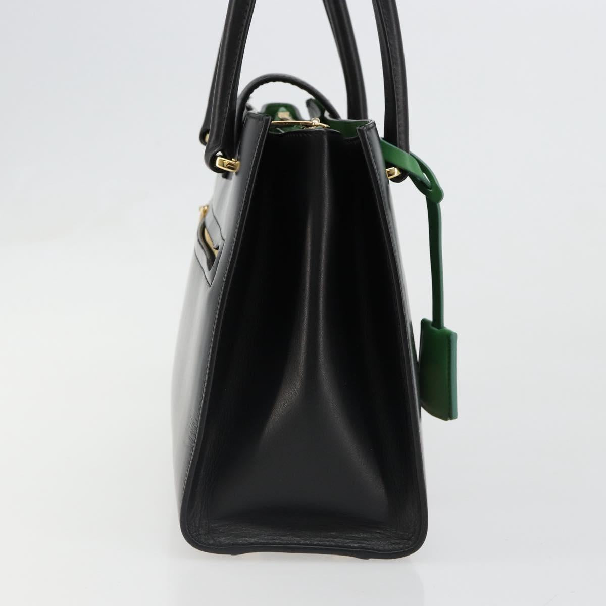 Salvatore Ferragamo Gancini Hand Bag Leather Black Gold Auth 185609A