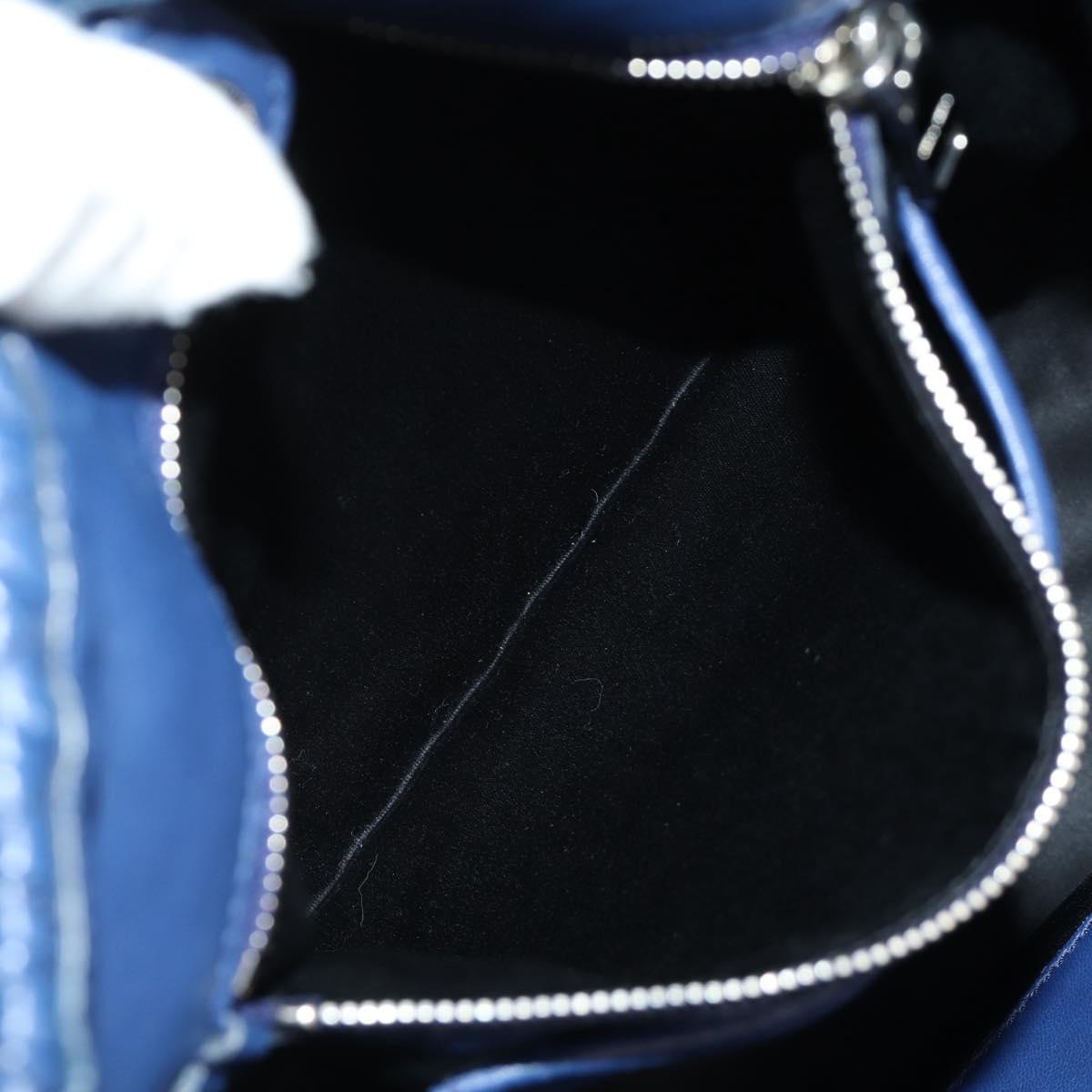 Miu Miu Nappa Crystal Matelasse Hand Bag Leather 3way Blue Silver Auth 185610SM
