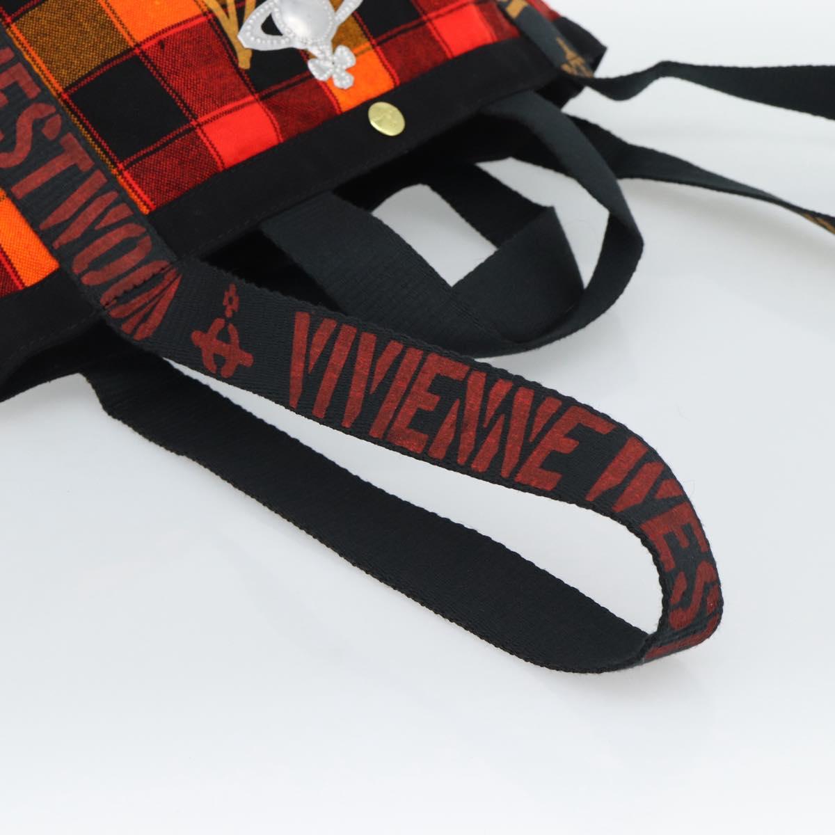 Vivienne Westwood Tote Bag Canvas Orange Gold Auth 185611A