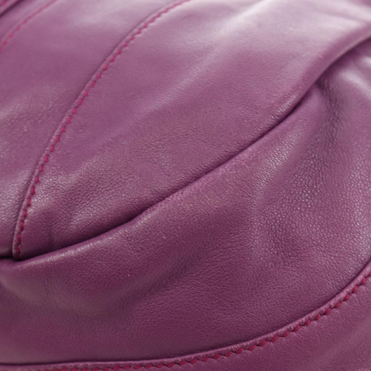 PRADA Shoulder Bag Leather 2way Purple Gold Auth 185613M