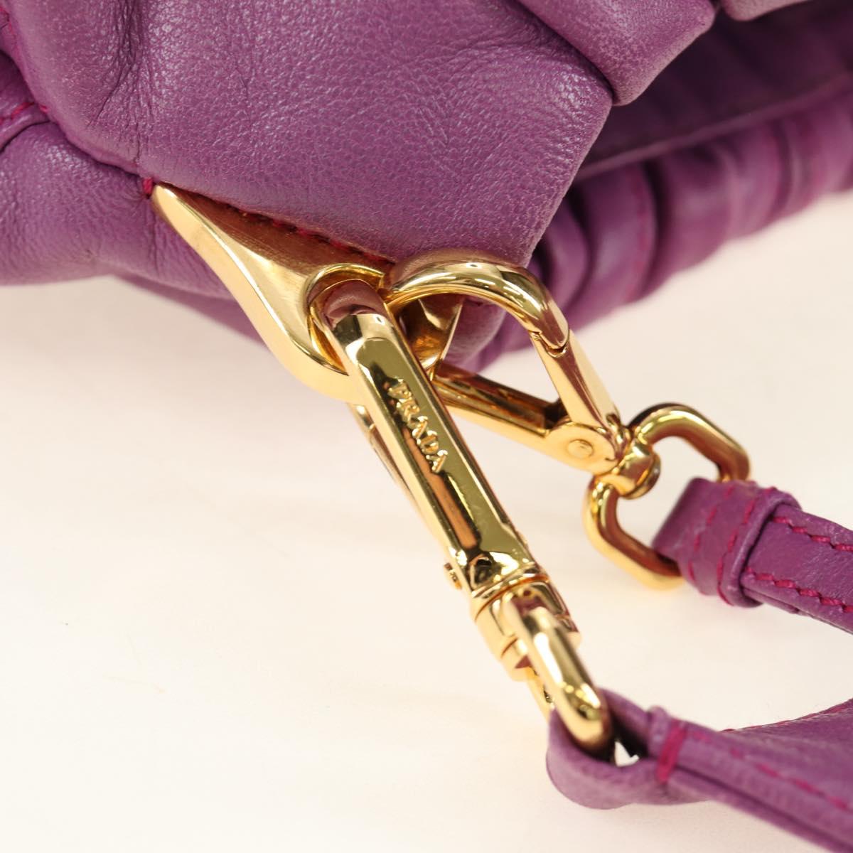 PRADA Shoulder Bag Leather 2way Purple Gold Auth 185613M