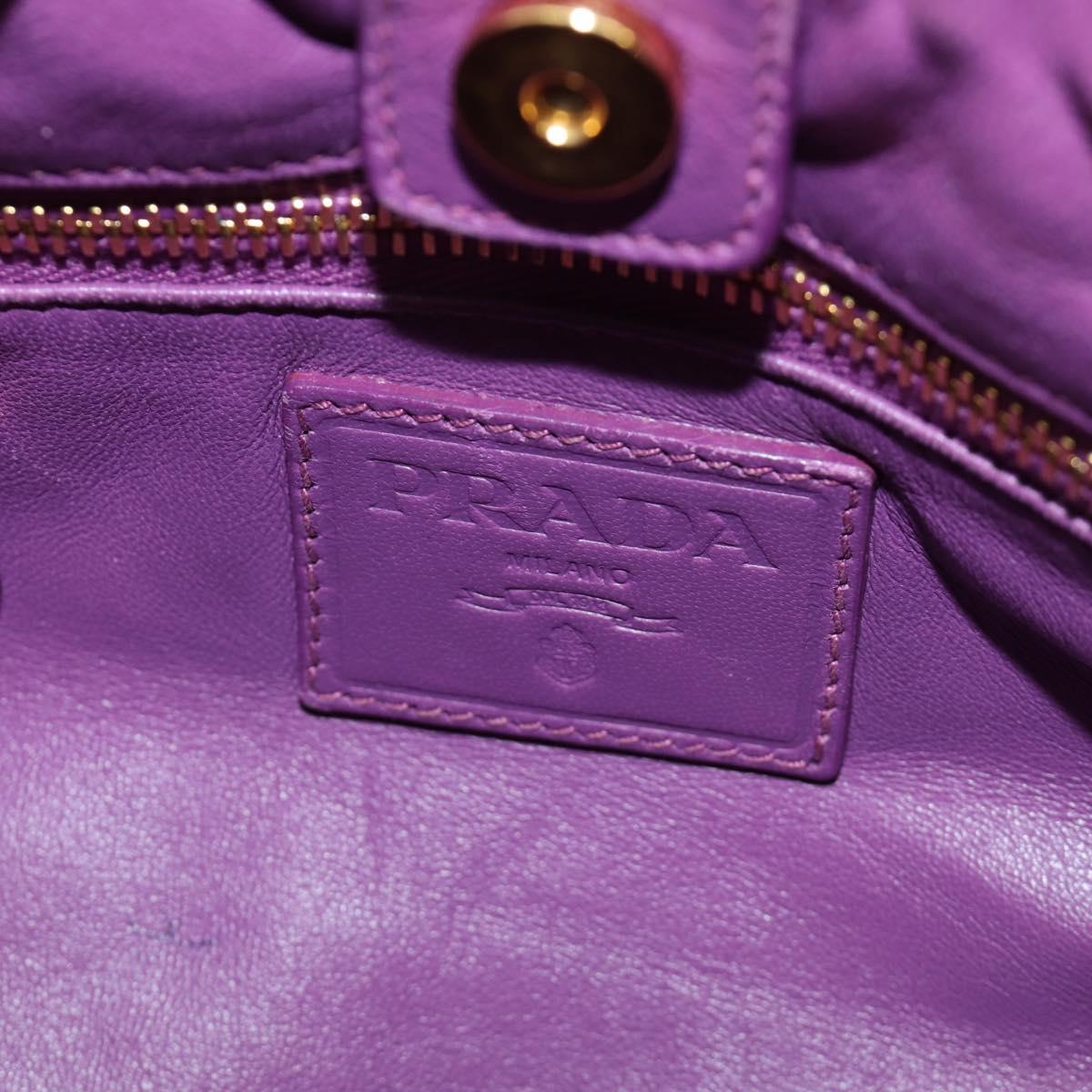 PRADA Shoulder Bag Leather 2way Purple Gold Auth 185613M