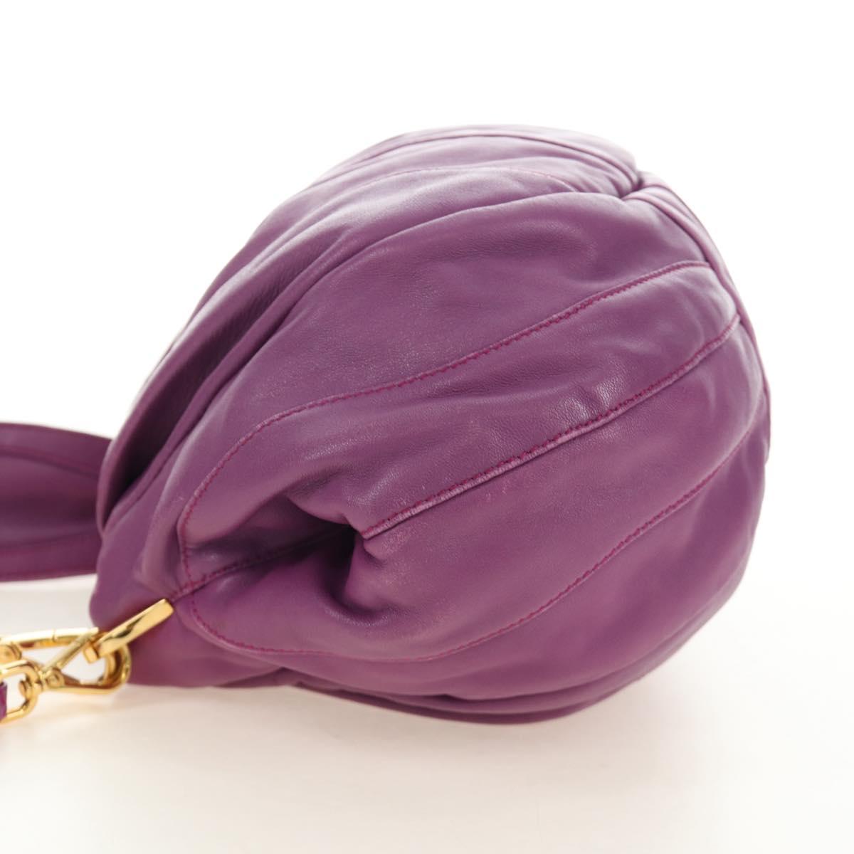 PRADA Shoulder Bag Leather 2way Purple Gold Auth 185613M