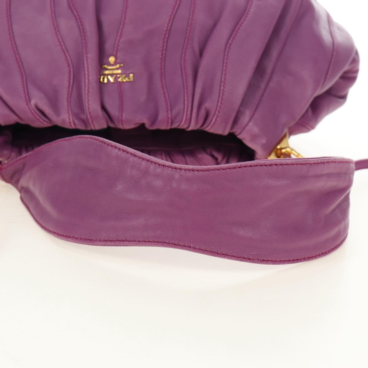 PRADA Shoulder Bag Leather 2way Purple Gold Auth 185613M