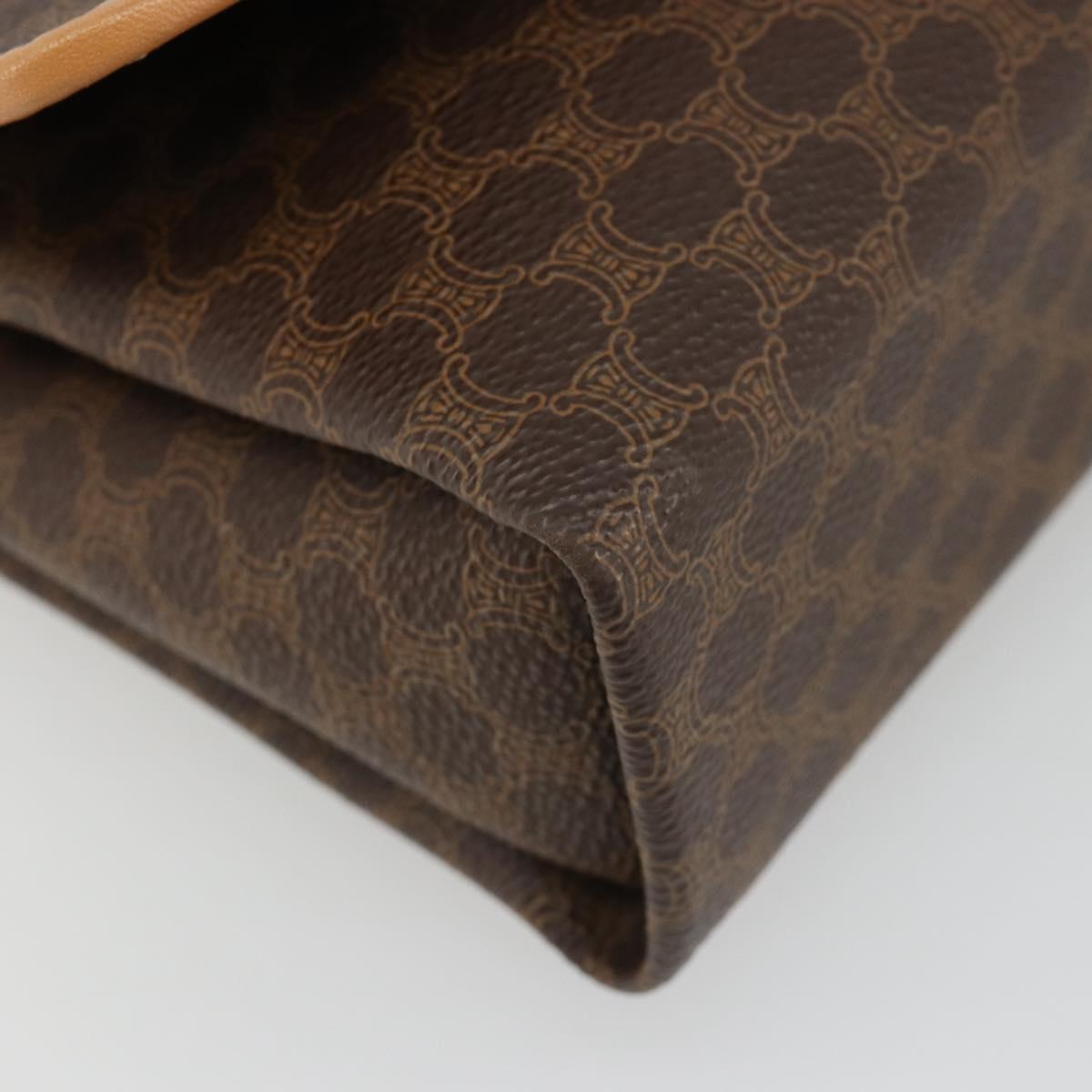 CELINE Macadam Canvas Shoulder Bag PVC Leather Brown Gold Auth 185615A