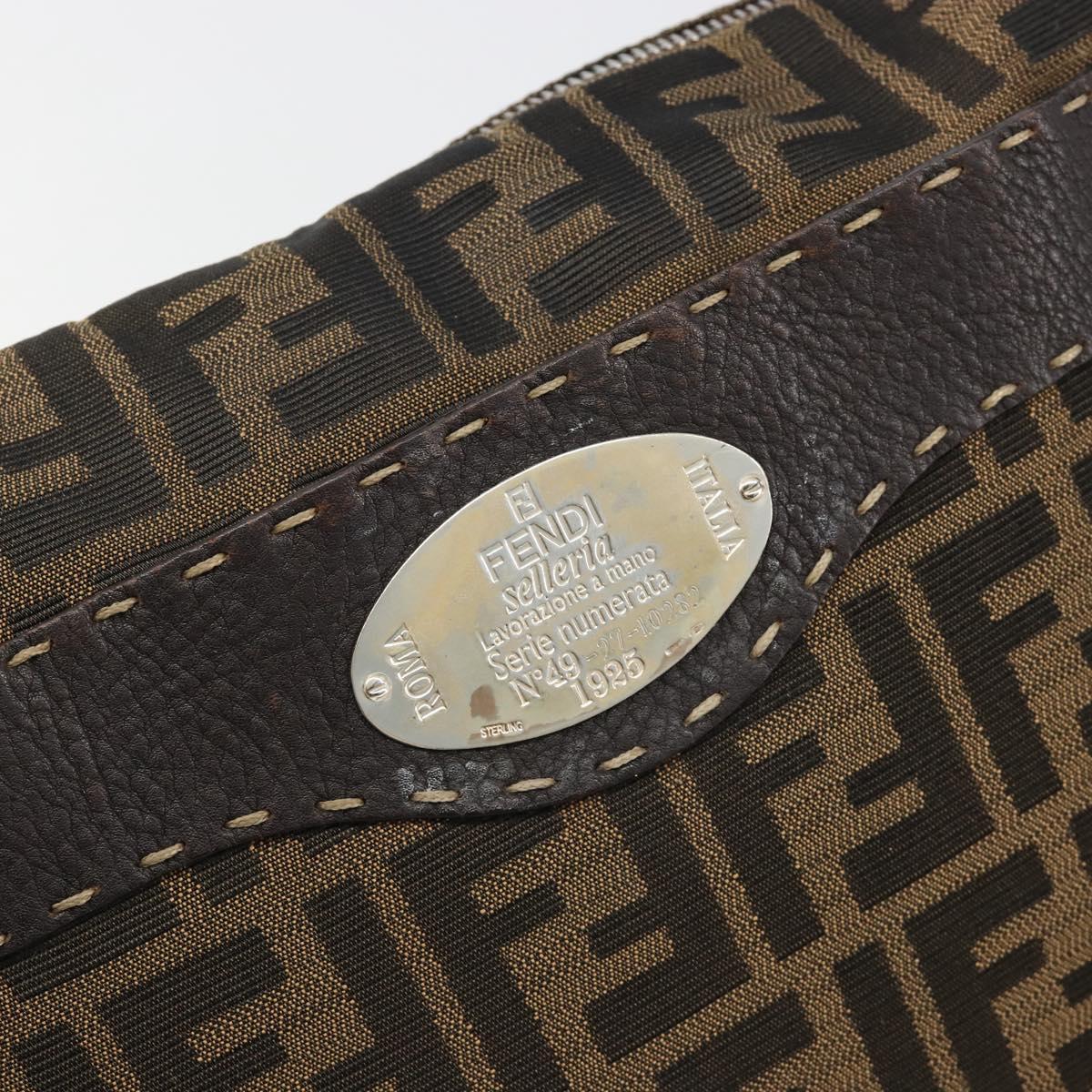 FENDI Zucca Canvas Shoulder Bag Black Brown Auth 185617A