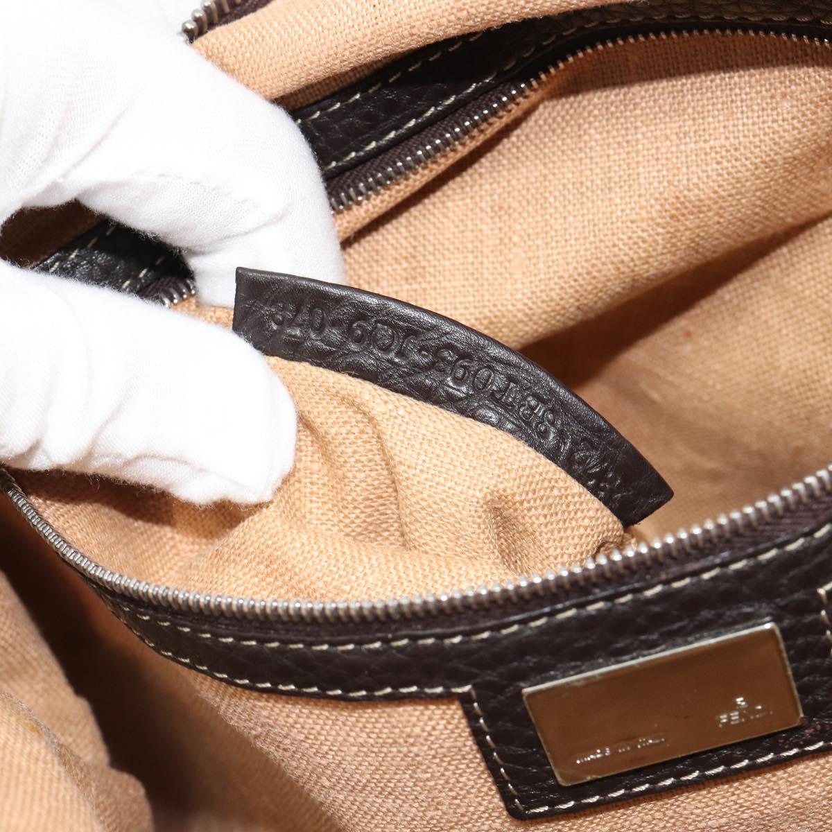 FENDI Zucca Canvas Shoulder Bag Black Brown Auth 185617A
