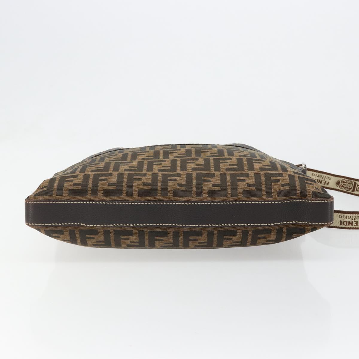 FENDI Zucca Canvas Shoulder Bag Black Brown Auth 185617A