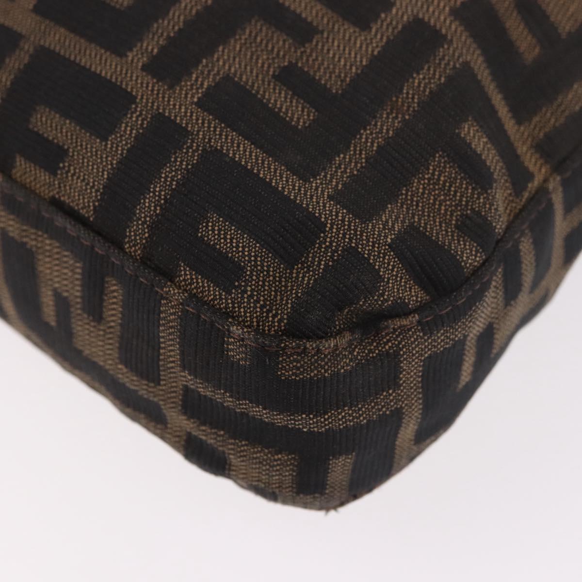 FENDI Zucca Canvas Mamma Baguette Shoulder Bag Black Brown Auth 185621A