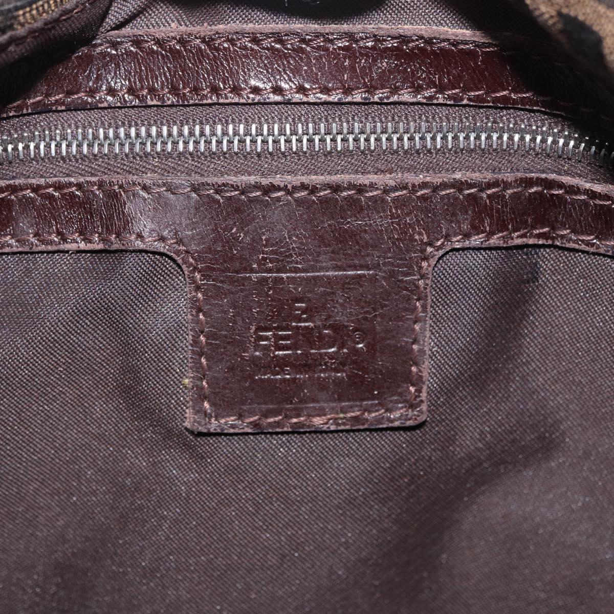 FENDI Zucca Canvas Mamma Baguette Shoulder Bag Black Brown Auth 185621A