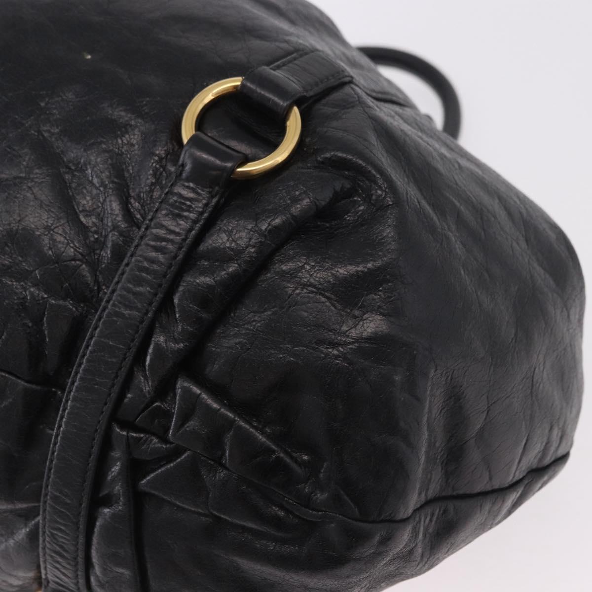 Miu Miu Hand Bag Leather Black Gold Auth 185627V