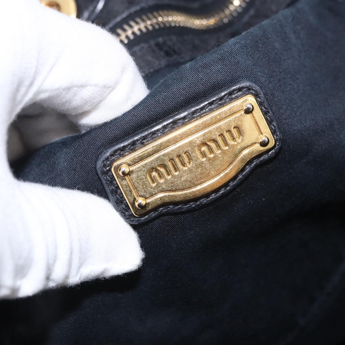 Miu Miu Hand Bag Leather Black Gold Auth 185627V