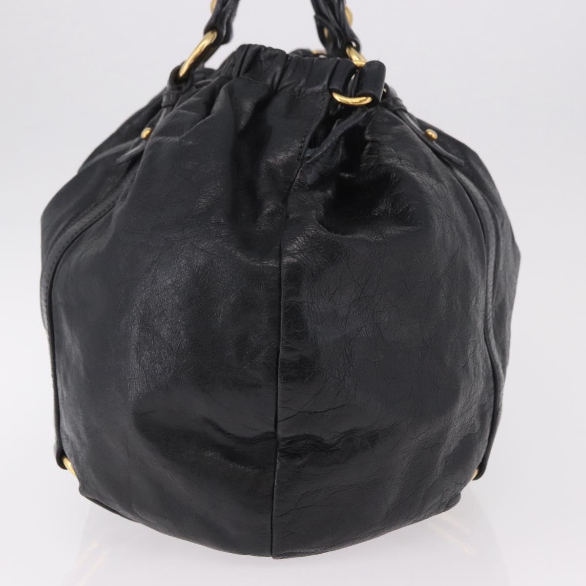 Miu Miu Hand Bag Leather Black Gold Auth 185627V