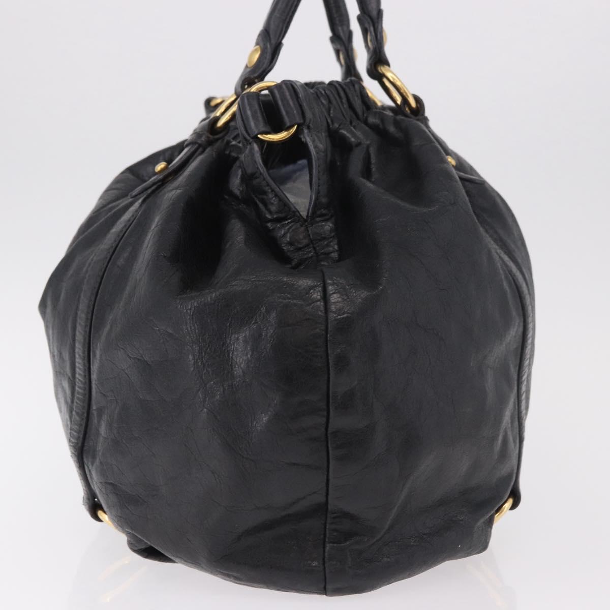 Miu Miu Hand Bag Leather Black Gold Auth 185627V