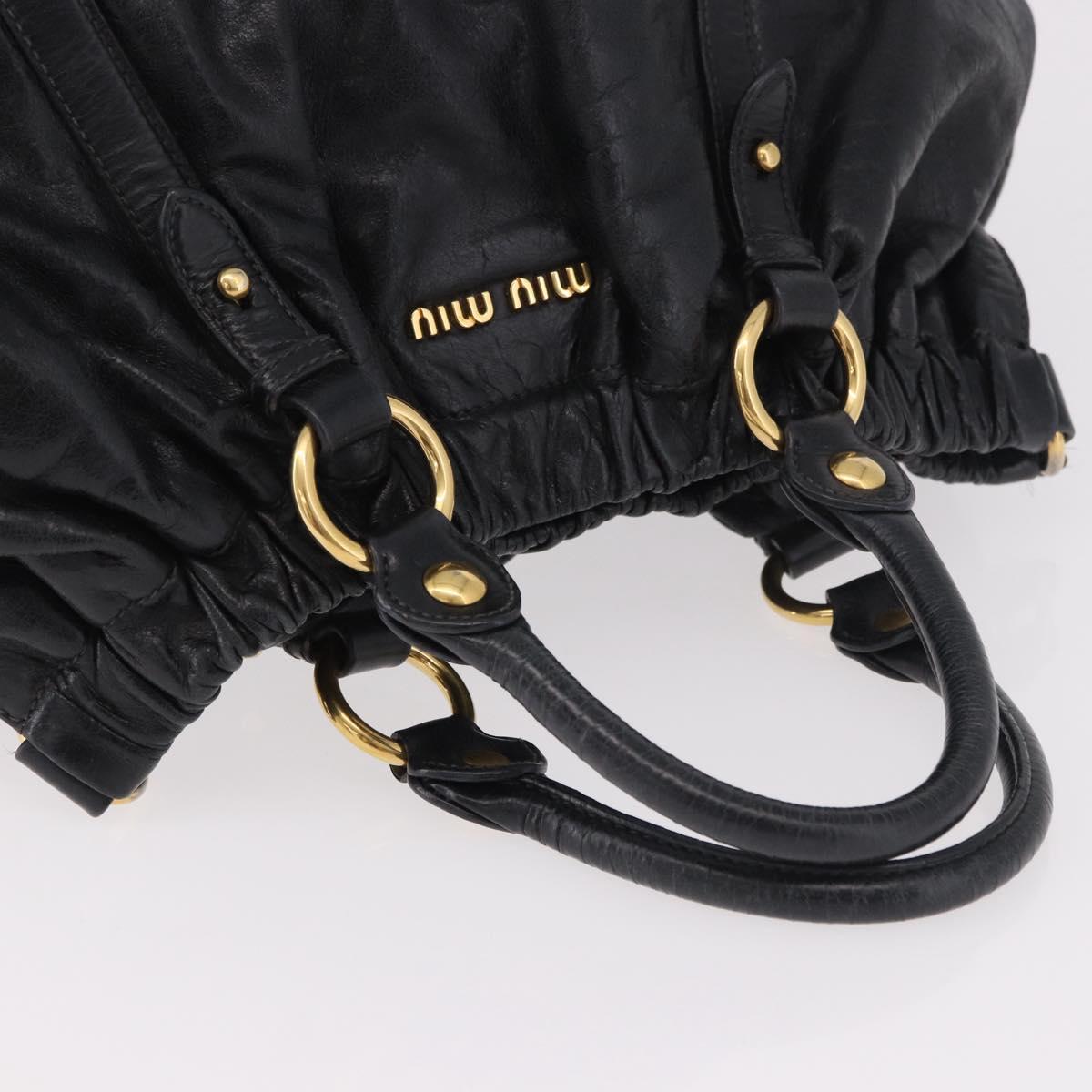 Miu Miu Hand Bag Leather Black Gold Auth 185627V