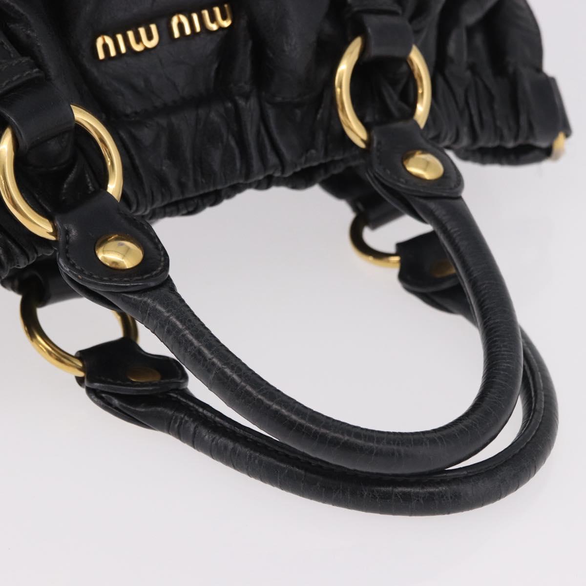 Miu Miu Hand Bag Leather Black Gold Auth 185627V