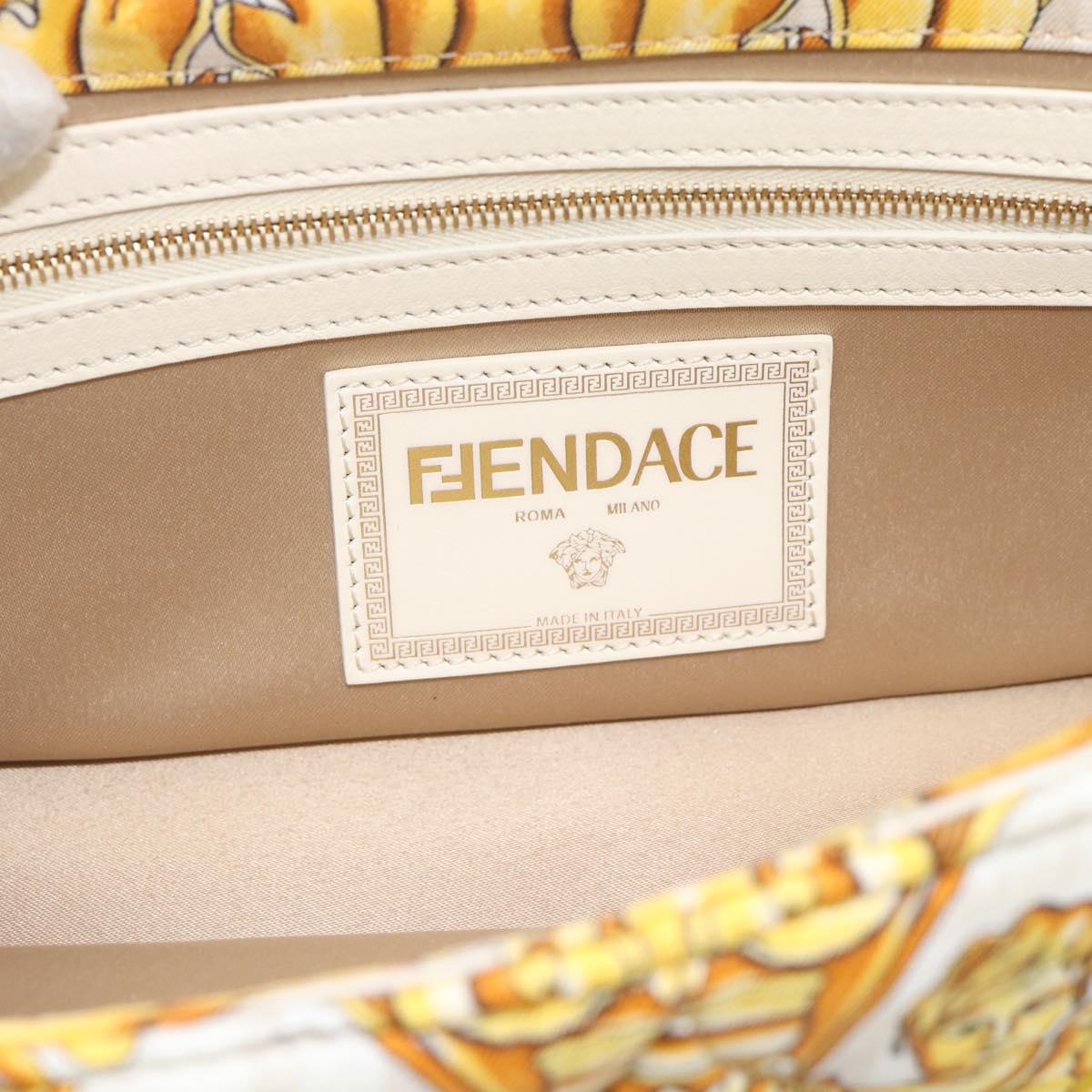FENDI Zucca Canvas Mamma Baguette Bag Nylon 2way Beige Gold Auth 185628SAM
