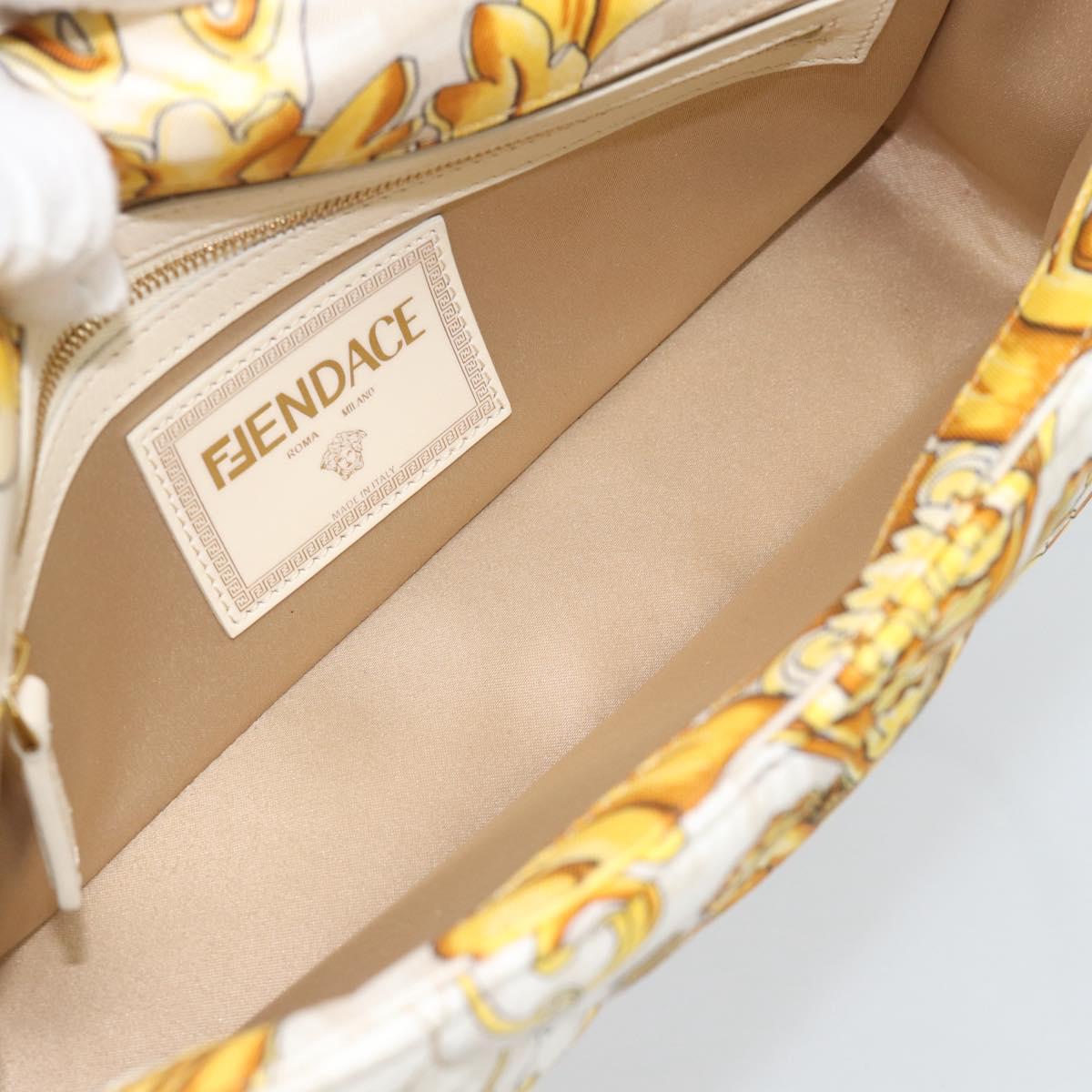 FENDI Zucca Canvas Mamma Baguette Bag Nylon 2way Beige Gold Auth 185628SAM