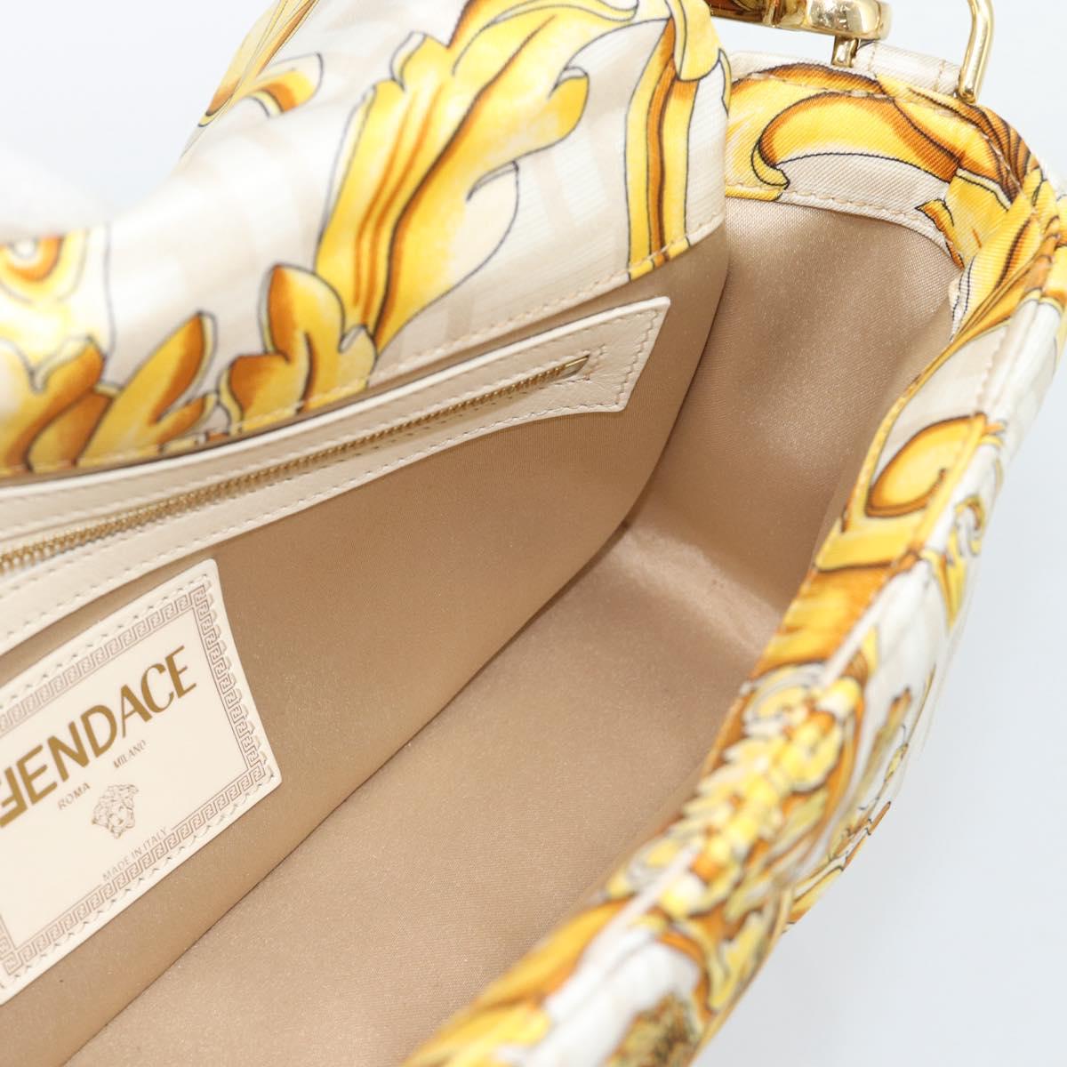 FENDI Zucca Canvas Mamma Baguette Bag Nylon 2way Beige Gold Auth 185628SAM