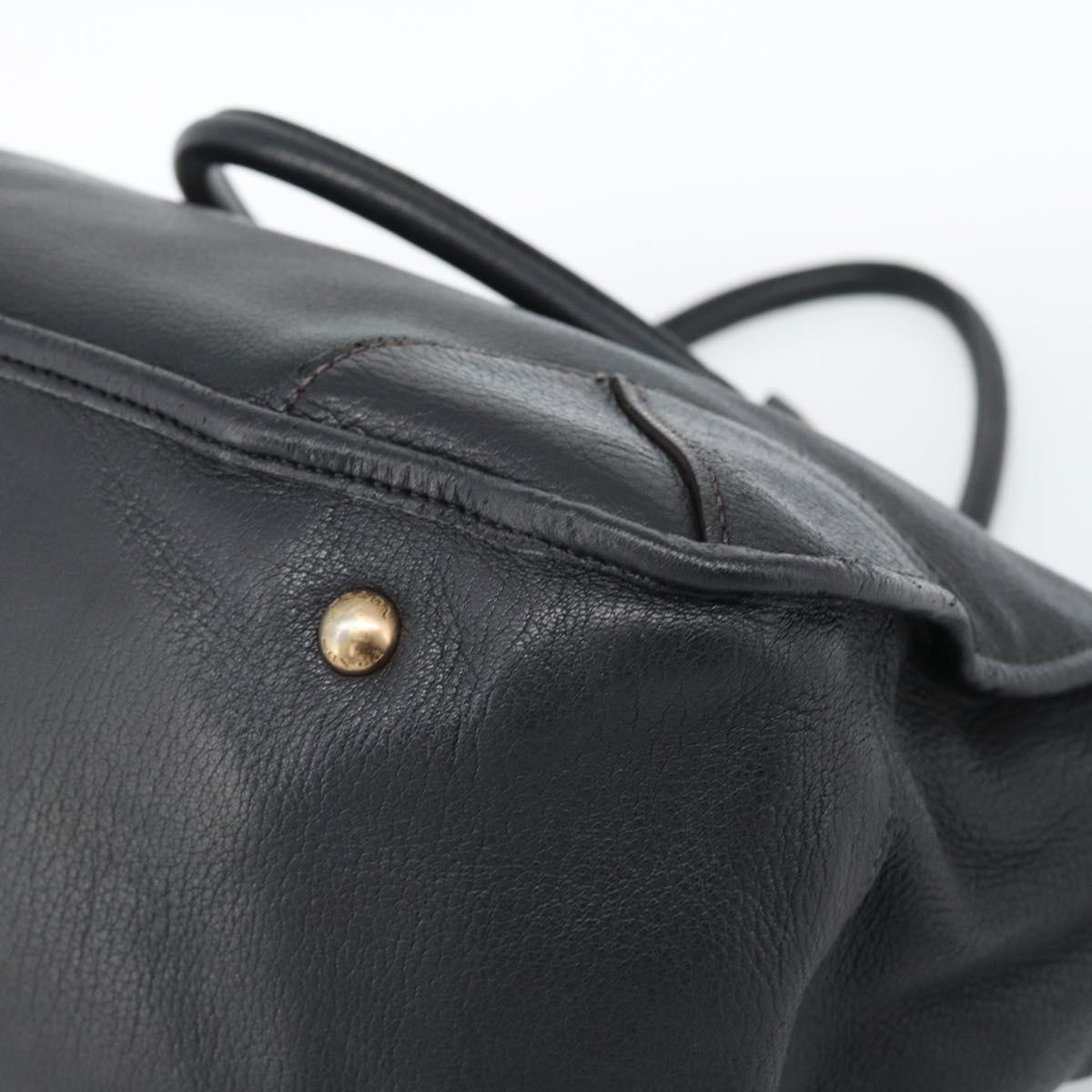 PRADA Tote Bag Leather Black Gold Auth 185629V