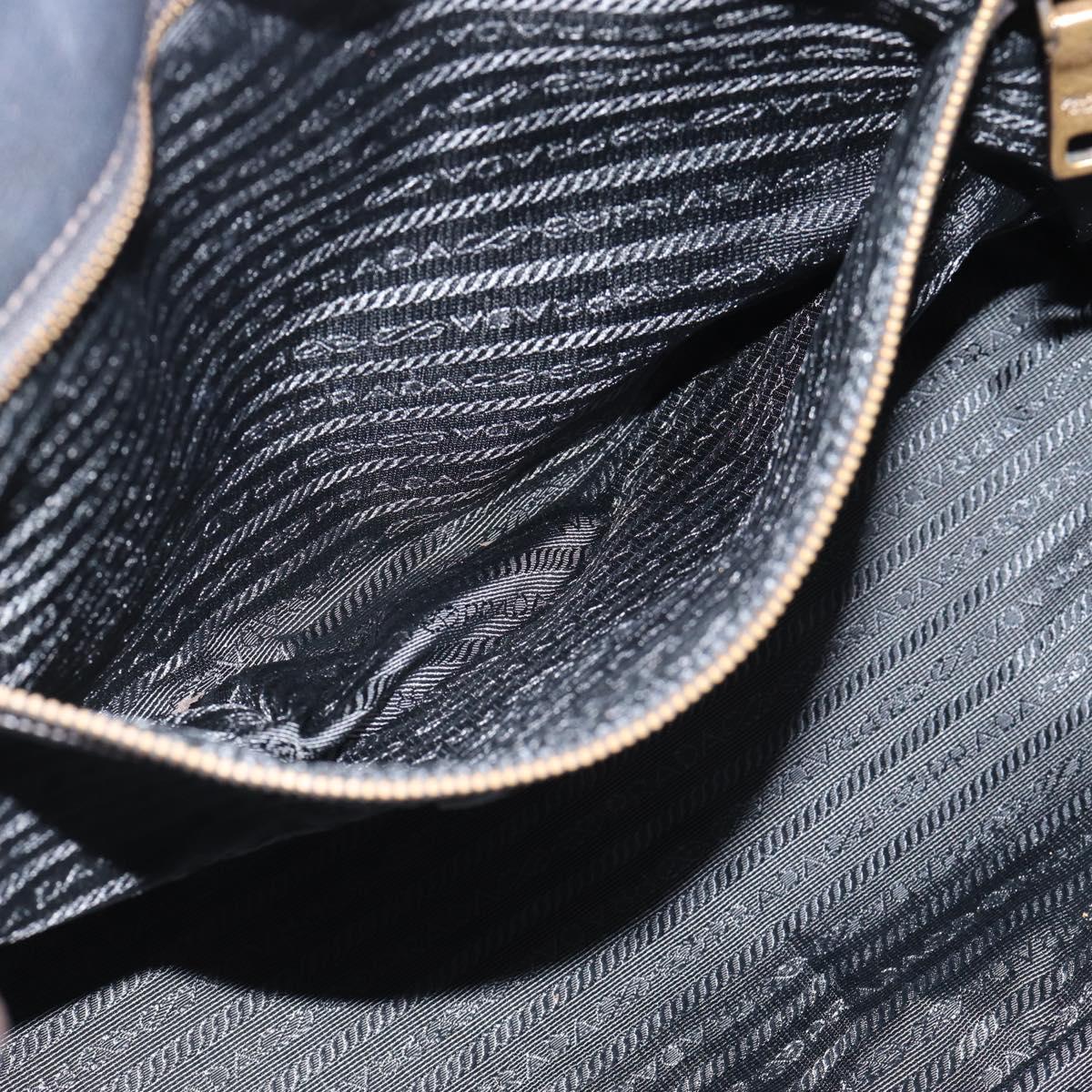 PRADA Tote Bag Leather Black Gold Auth 185629V