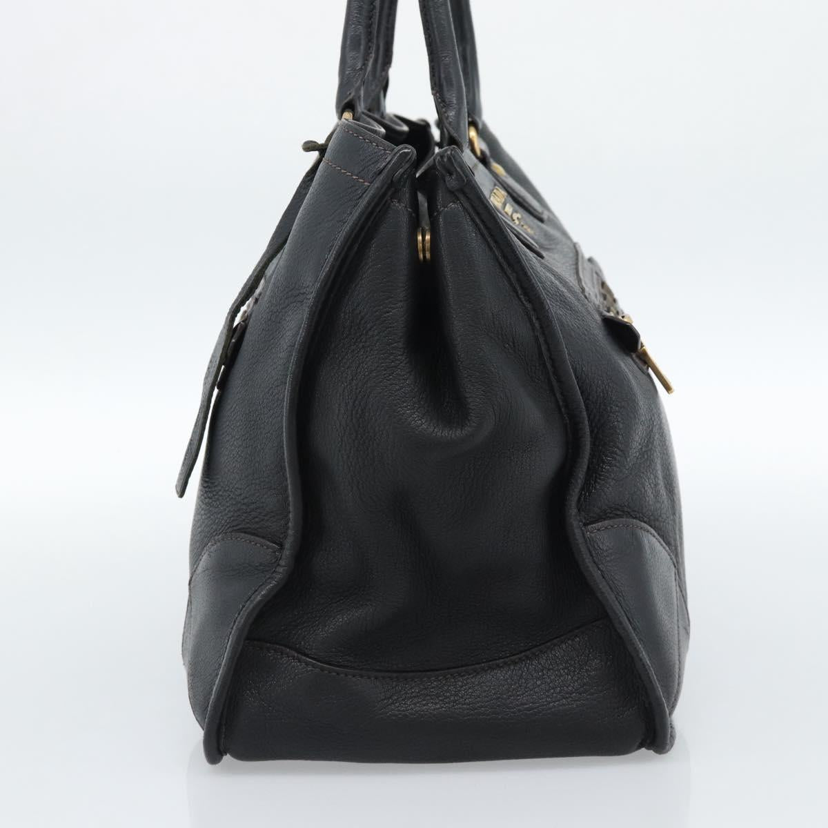 PRADA Tote Bag Leather Black Gold Auth 185629V