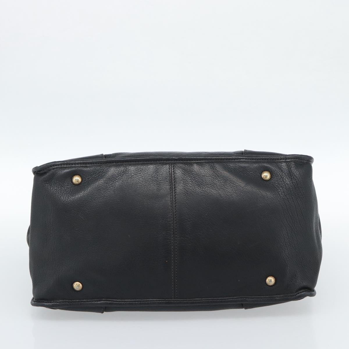 PRADA Tote Bag Leather Black Gold Auth 185629V