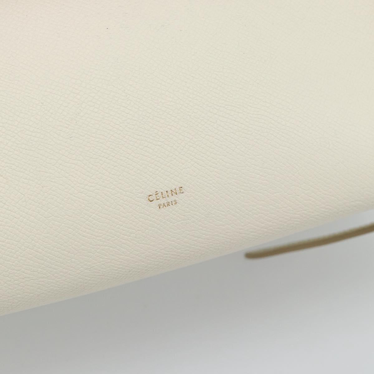 CELINE Micro Belt Hand Bag Leather White Gold Auth 185630V
