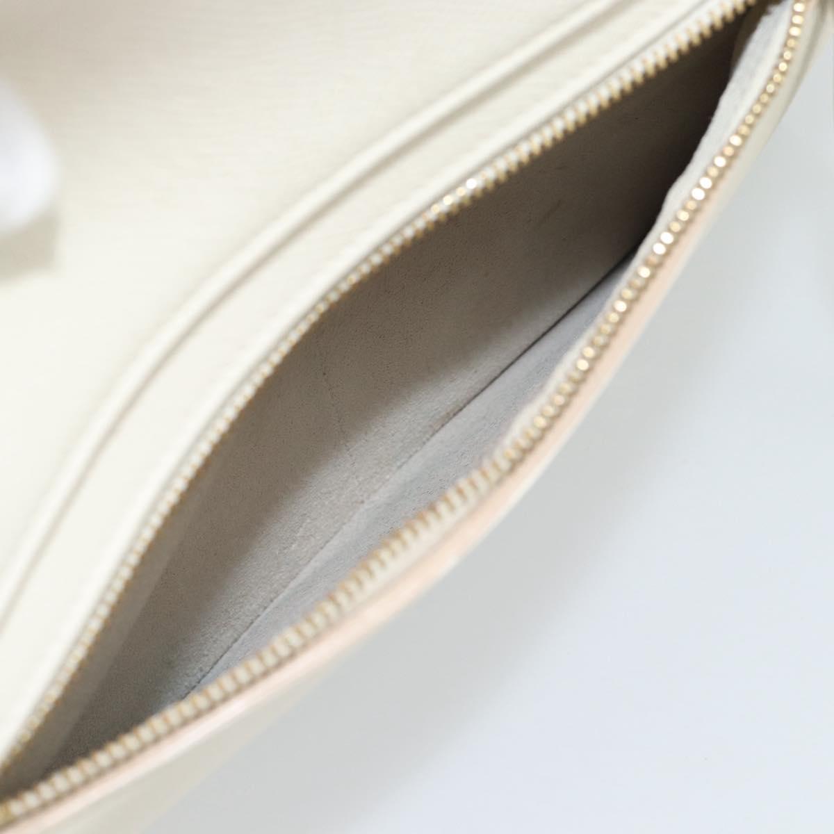 CELINE Micro Belt Hand Bag Leather White Gold Auth 185630V