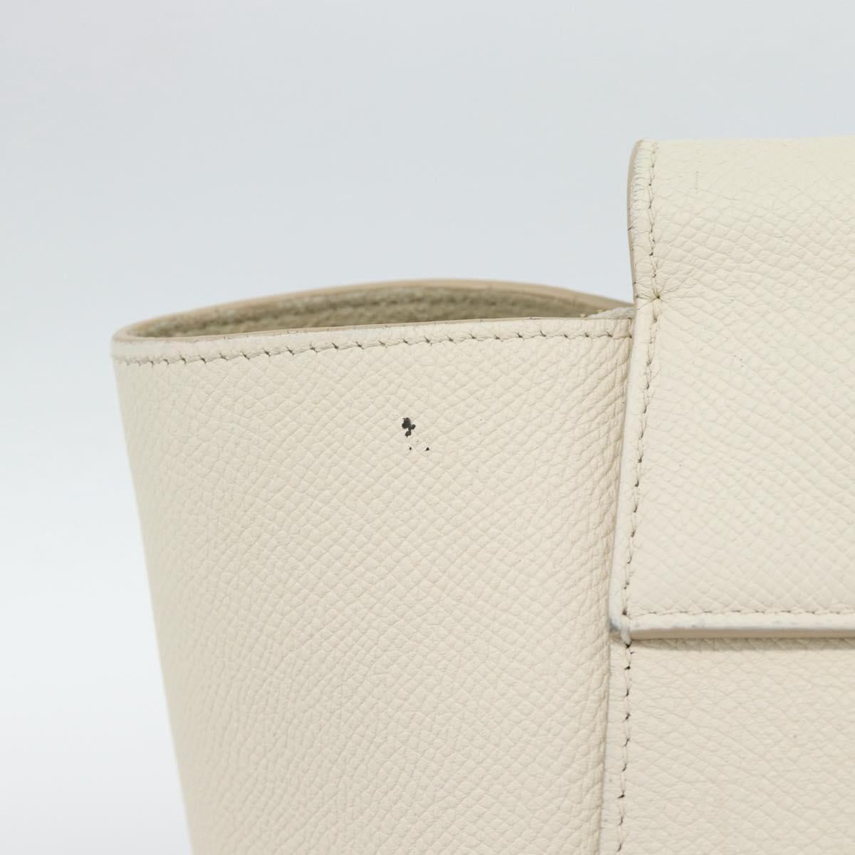 CELINE Micro Belt Hand Bag Leather White Gold Auth 185630V