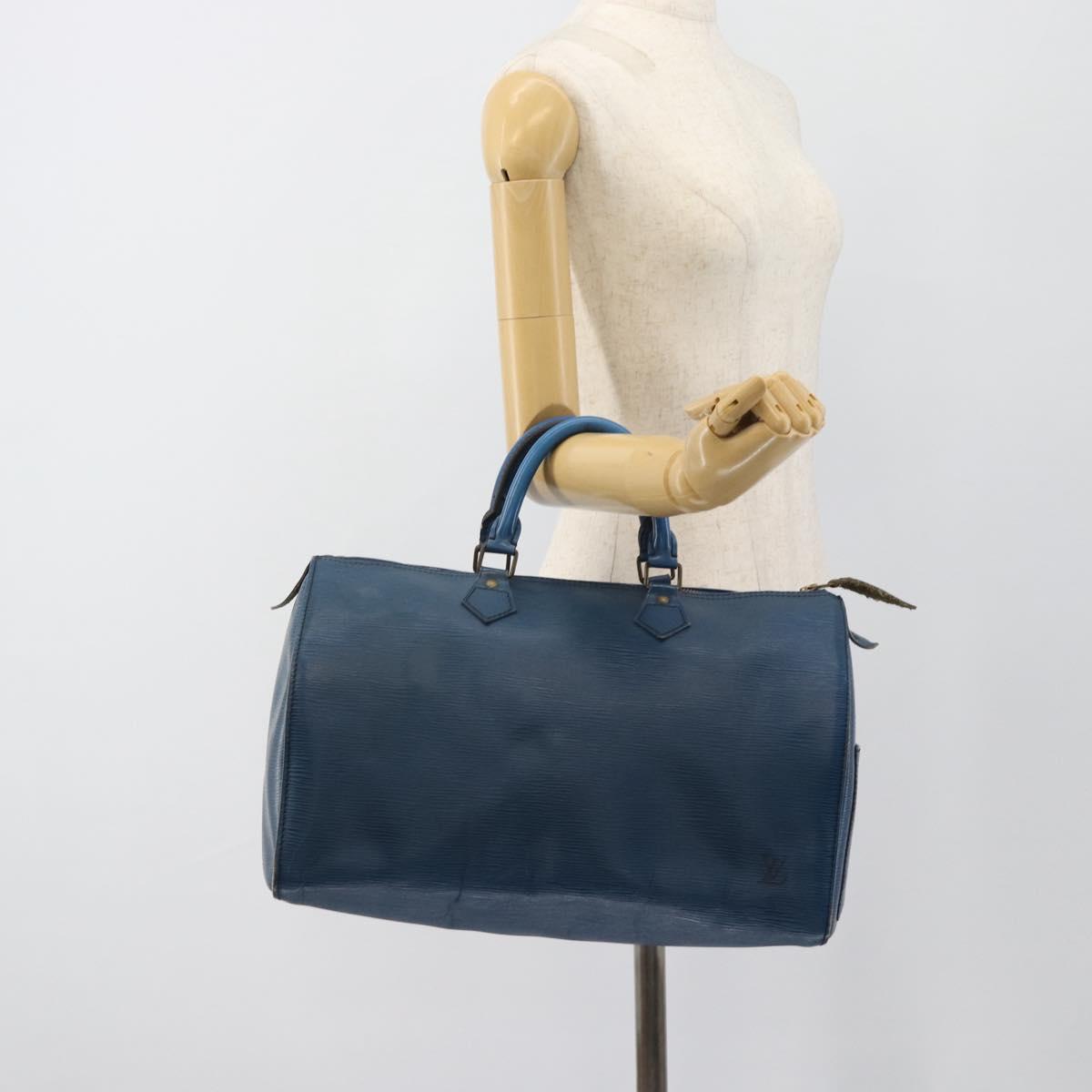 LOUIS VUITTON Epi Speedy 35 Hand Bag Toledo Blue M42995 LV Auth 185633