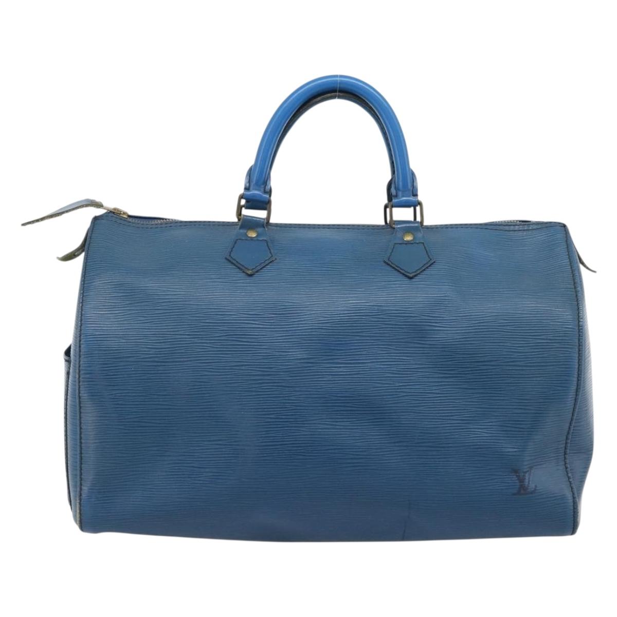 LOUIS VUITTON Epi Speedy 35 Hand Bag Toledo Blue M42995 LV Auth 185633