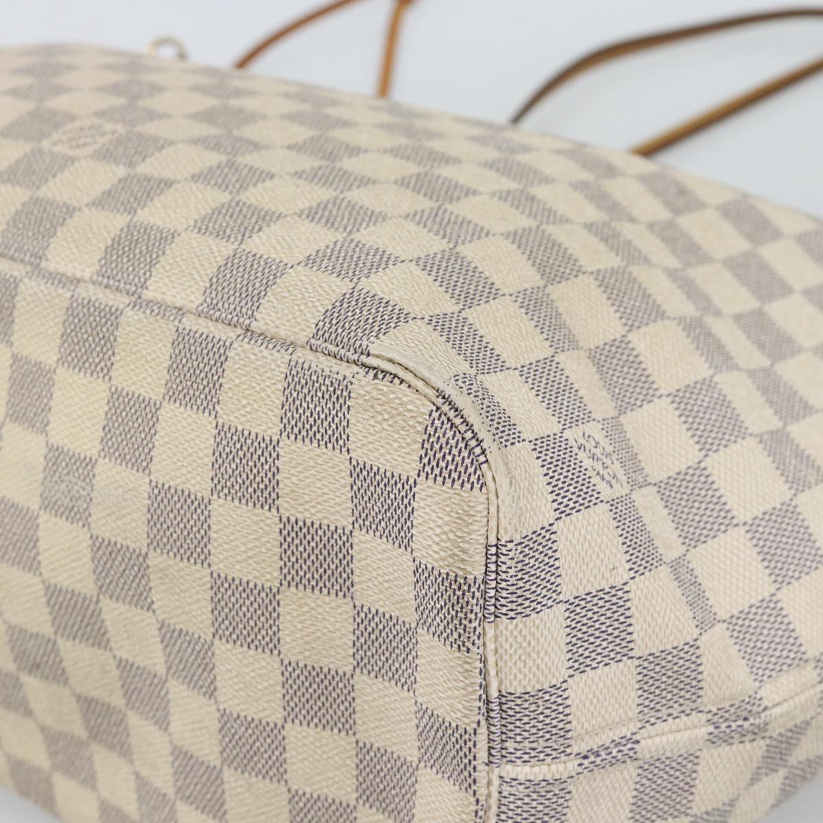 LOUIS VUITTON Damier Azur Neverfull MM Tote Bag N41605 LV Auth 185639