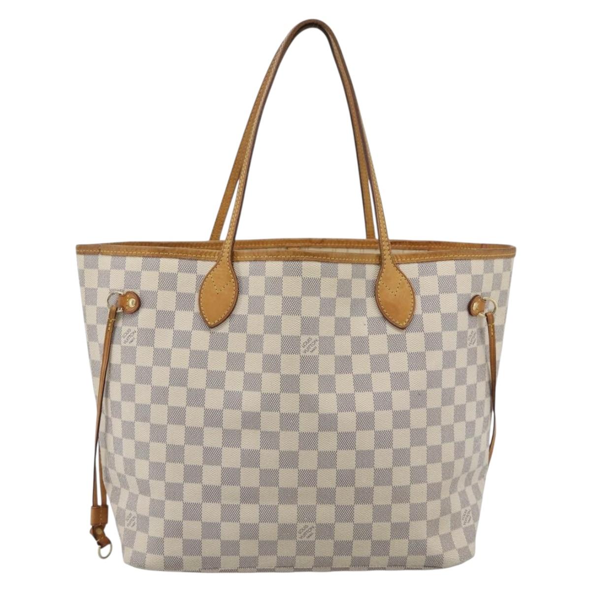 LOUIS VUITTON Damier Azur Neverfull MM Tote Bag N41605 LV Auth 185639