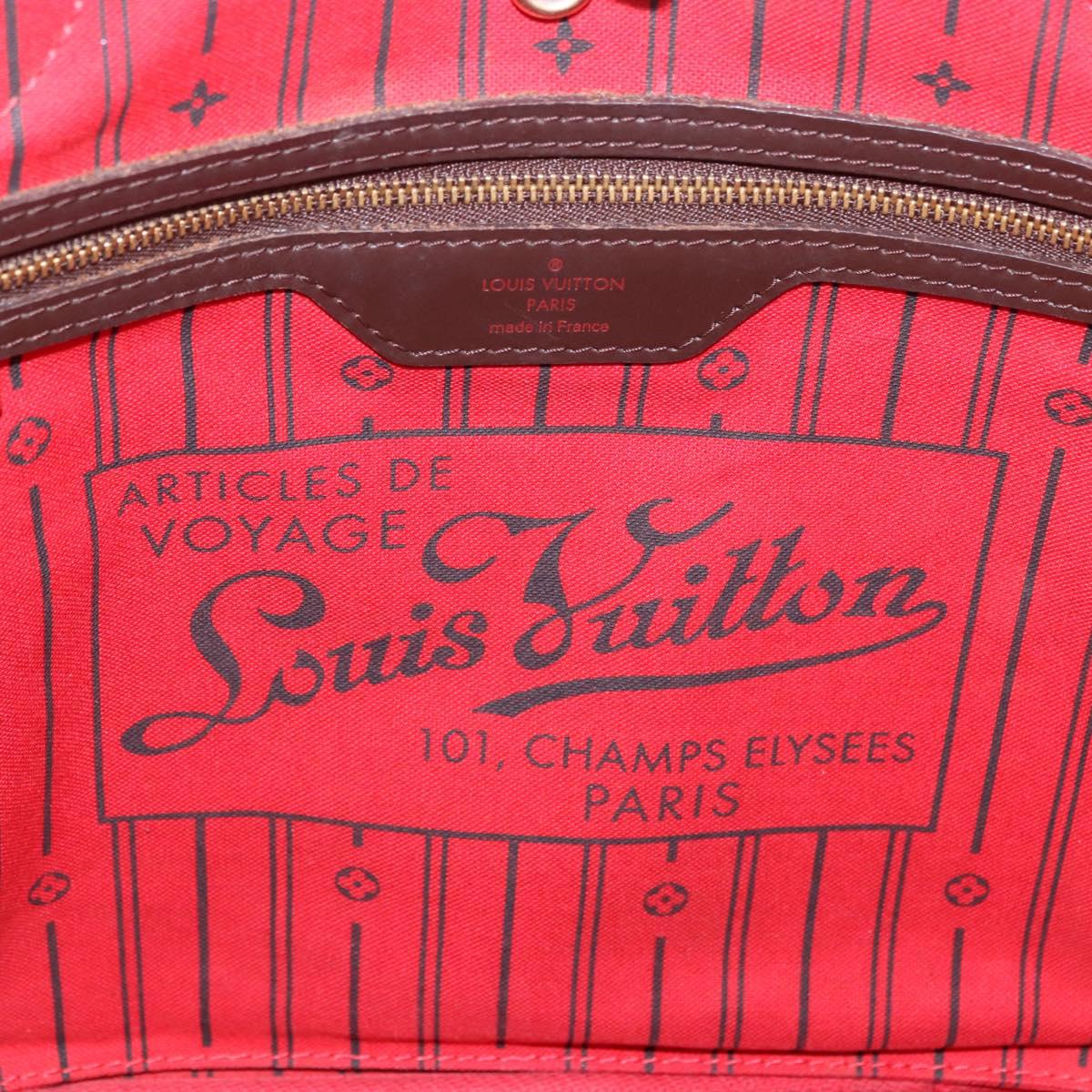 LOUIS VUITTON Damier Ebene Neverfull MM Tote Bag N51105 LV Auth 185640