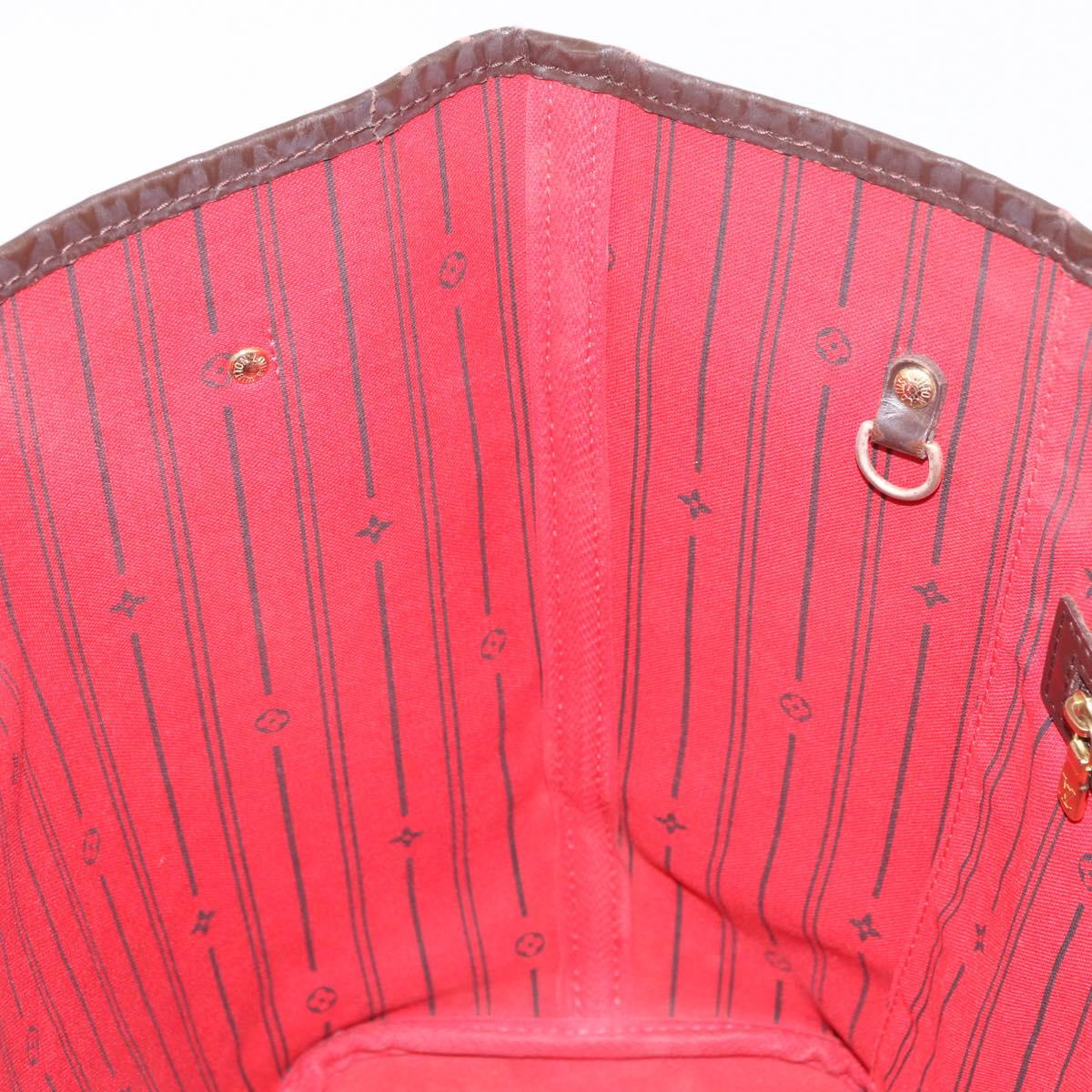 LOUIS VUITTON Damier Ebene Neverfull MM Tote Bag N51105 LV Auth 185640
