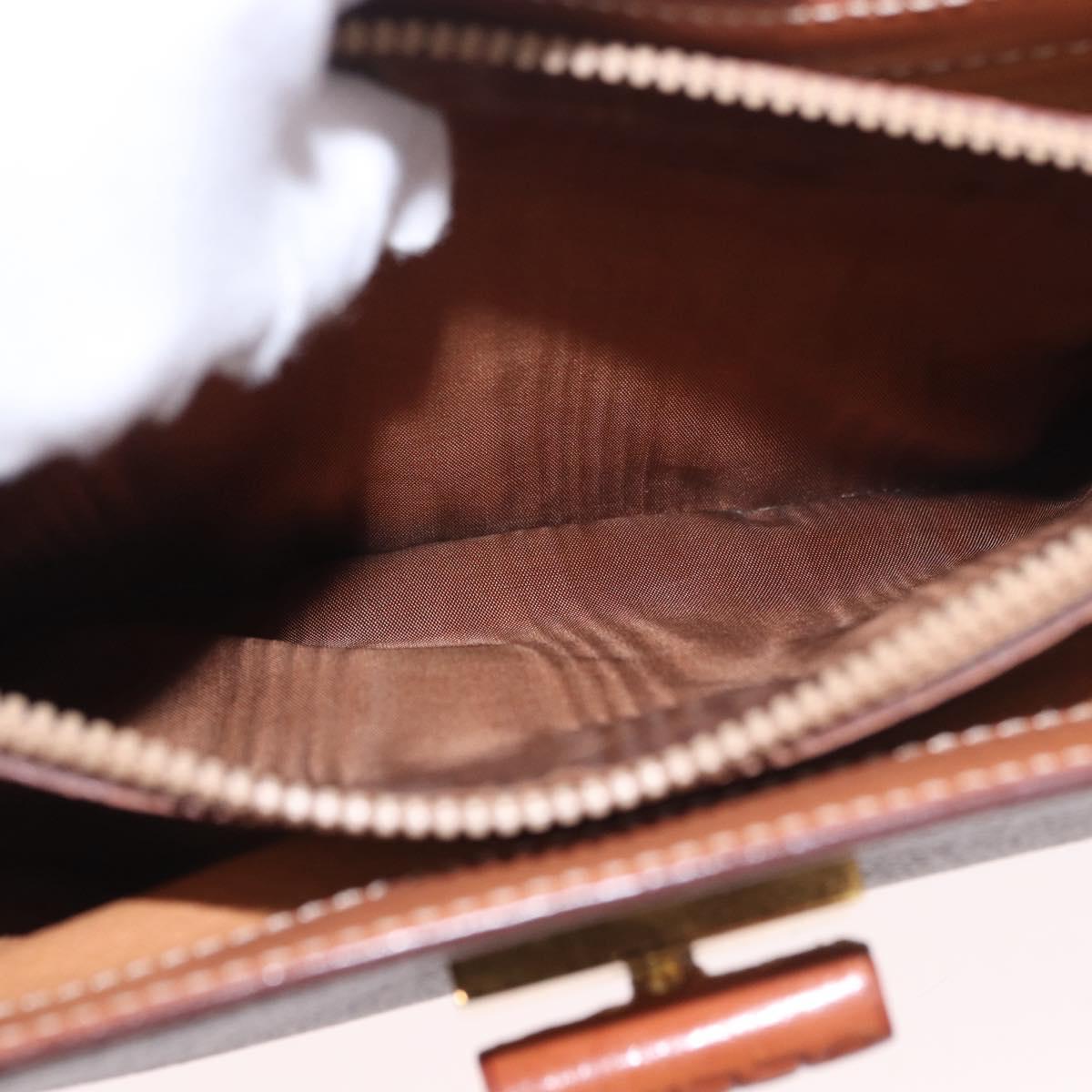 CELINE Macadam Canvas Hand Bag PVC Leather Brown Gold Auth 185642