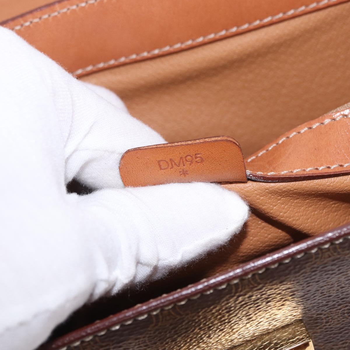 CELINE Macadam Canvas Hand Bag PVC Leather Brown Gold Auth 185642