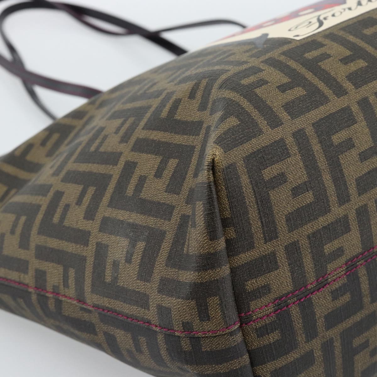 FENDI Zucca Canvas Tote Bag PVC Black Brown Auth 185643V