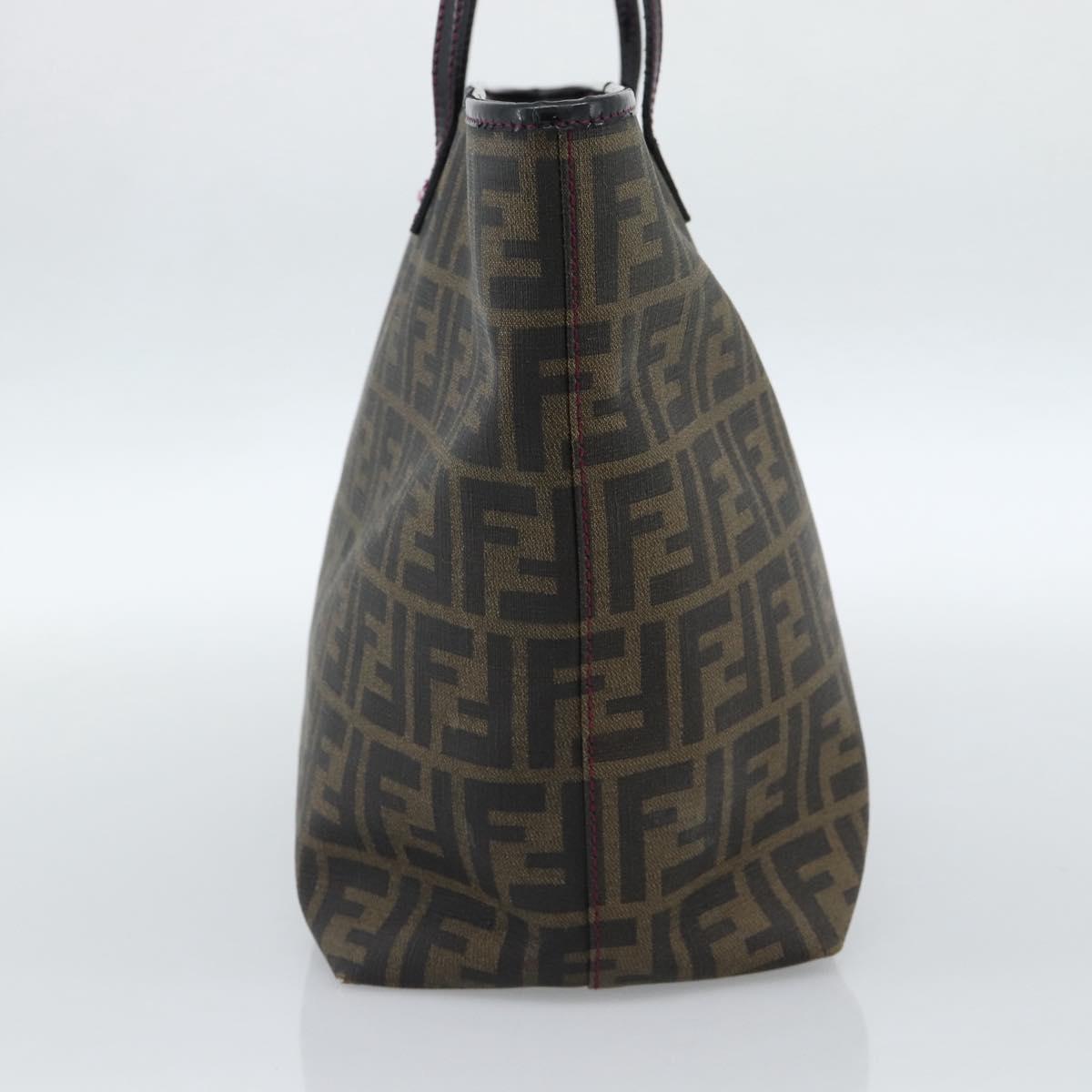 FENDI Zucca Canvas Tote Bag PVC Black Brown Auth 185643V
