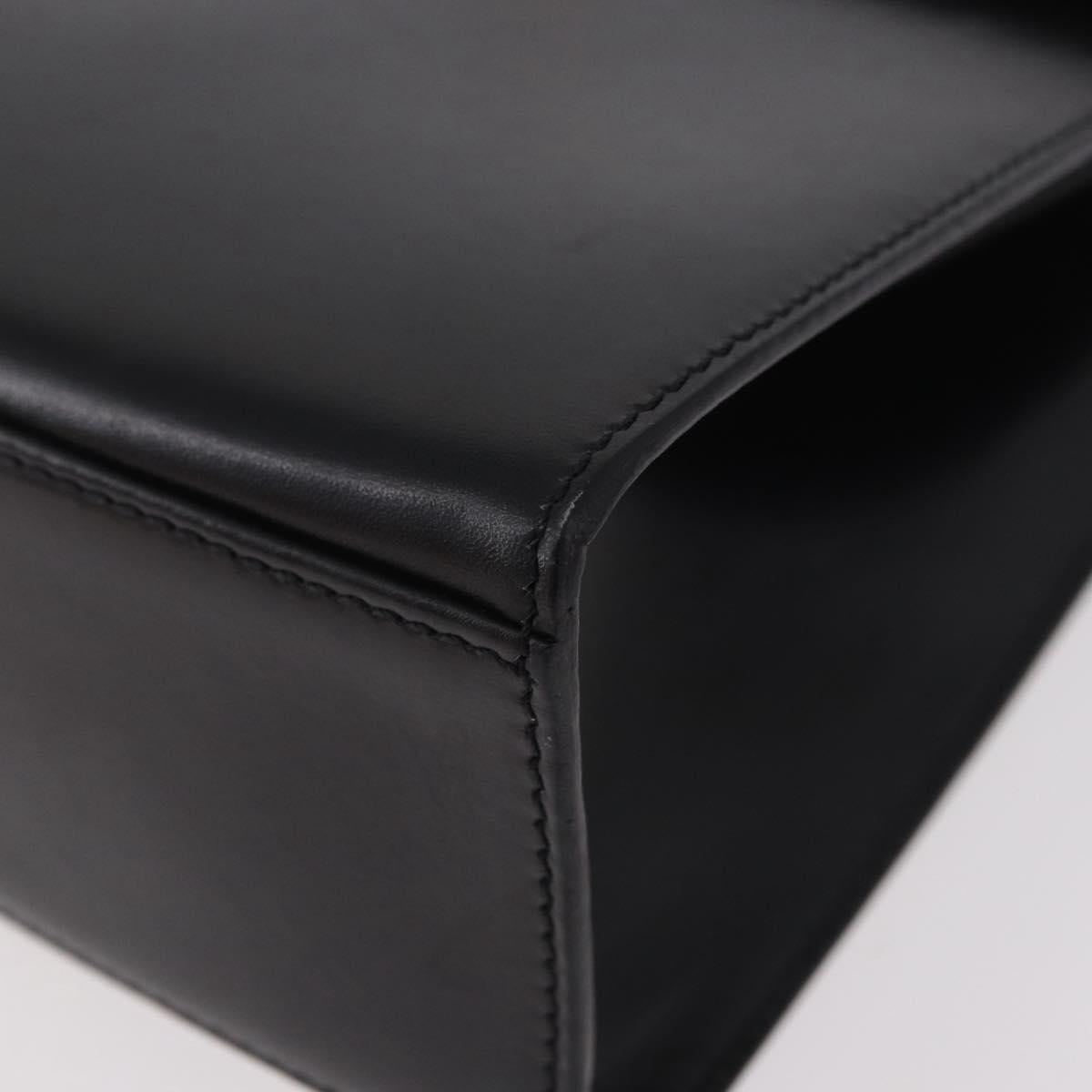 CELINE Hand Bag Leather Black Gold Auth 185644V