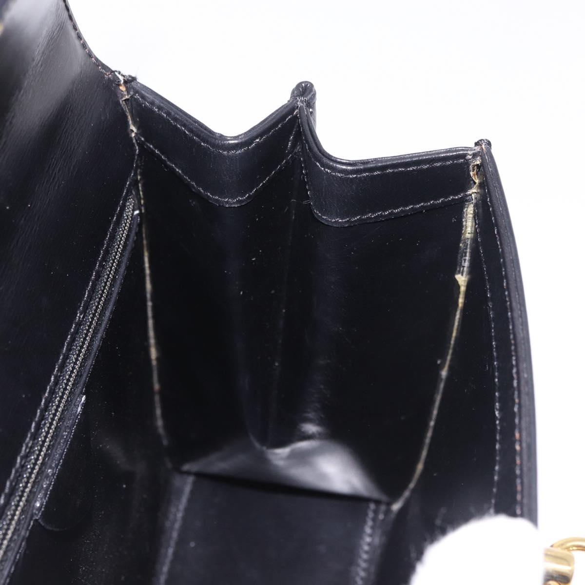 CELINE Hand Bag Leather Black Gold Auth 185644V