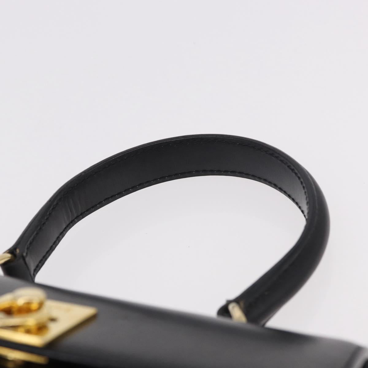 CELINE Hand Bag Leather Black Gold Auth 185644V