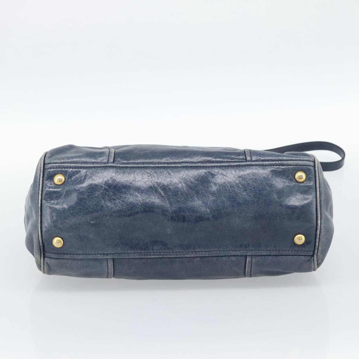 Miu Miu Hand Bag Leather 2way Navy Gold Auth 185645V