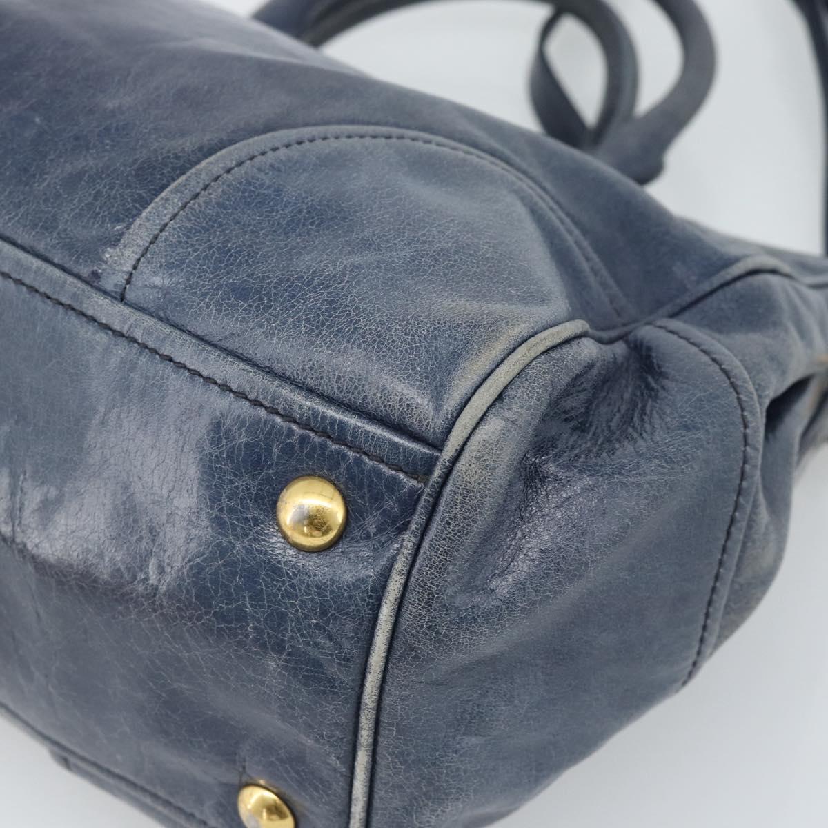 Miu Miu Hand Bag Leather 2way Navy Gold Auth 185645V