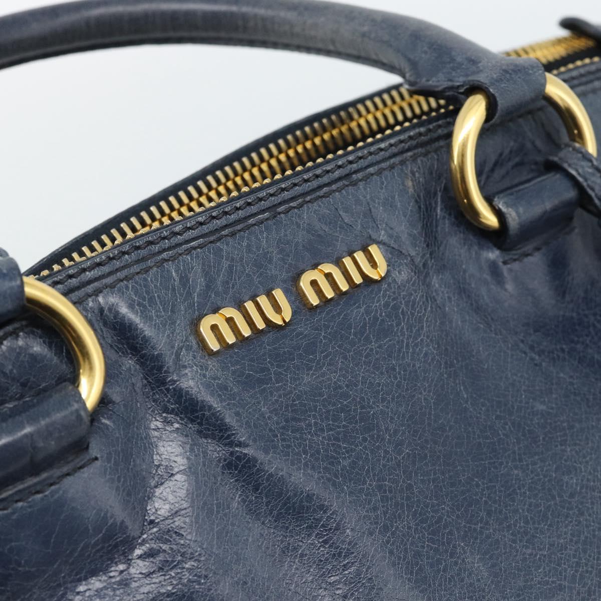 Miu Miu Hand Bag Leather 2way Navy Gold Auth 185645V