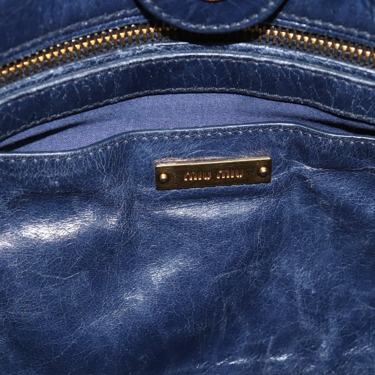 Miu Miu Hand Bag Leather 2way Navy Gold Auth 185645V