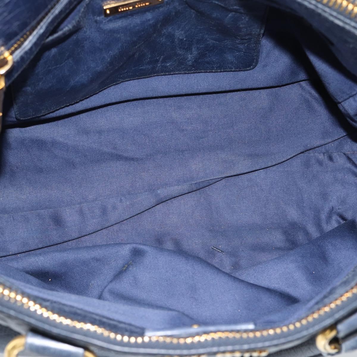 Miu Miu Hand Bag Leather 2way Navy Gold Auth 185645V