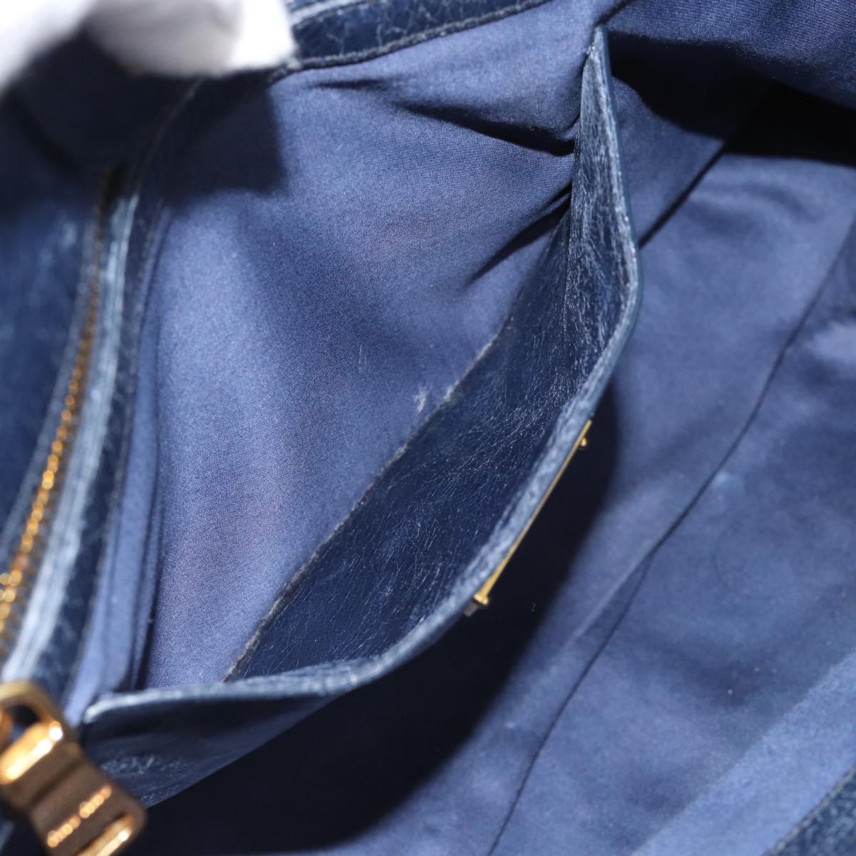 Miu Miu Hand Bag Leather 2way Navy Gold Auth 185645V