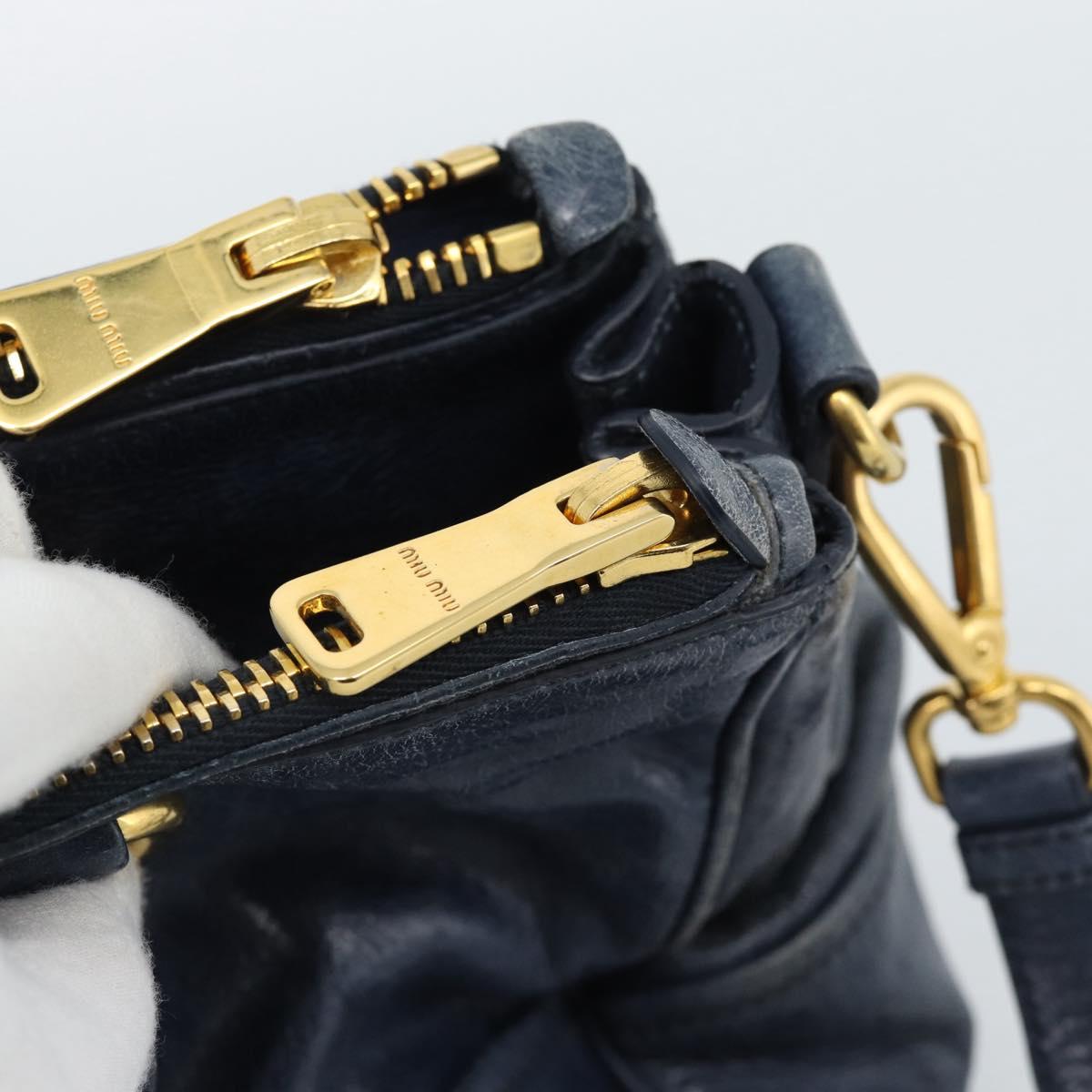 Miu Miu Hand Bag Leather 2way Navy Gold Auth 185645V